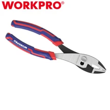 WORKPRO 8in Slip Joint Plier Large Soft Grip Rust Prevention 3-Zone Serrated Jaw