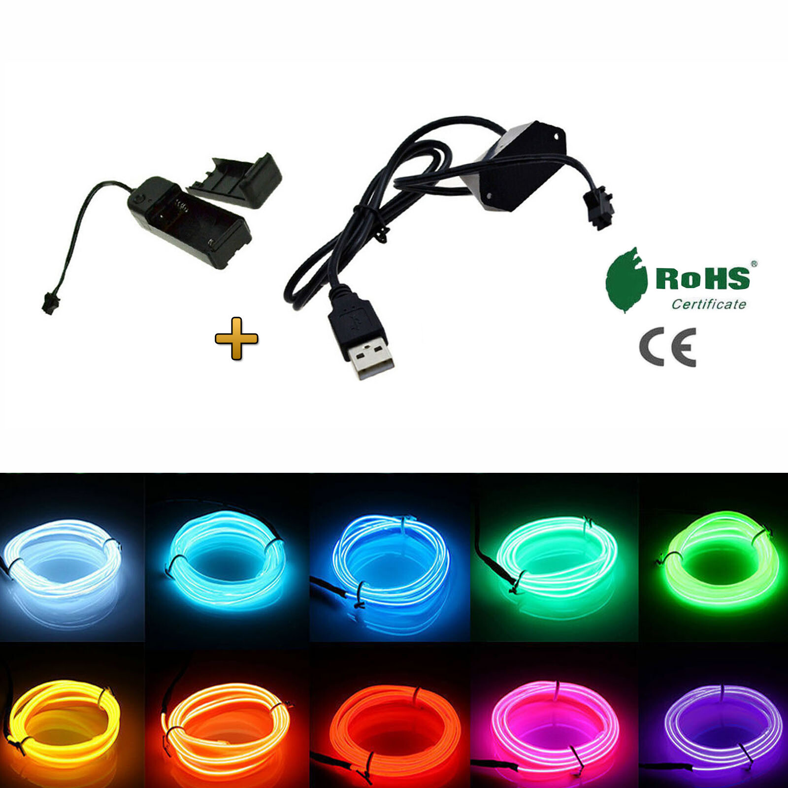 Glow LED Light El Wire String Strip Rope Car Dance Party 3V / USB