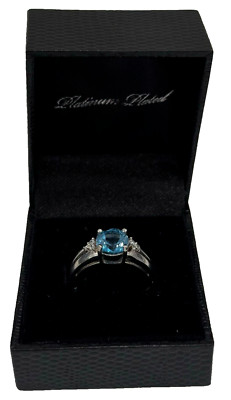 Gold Coast platinierter Blautopas & Diamant Akzent Ring