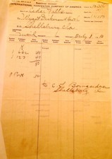 1913 International Harvester Company of America Osborne Invoice