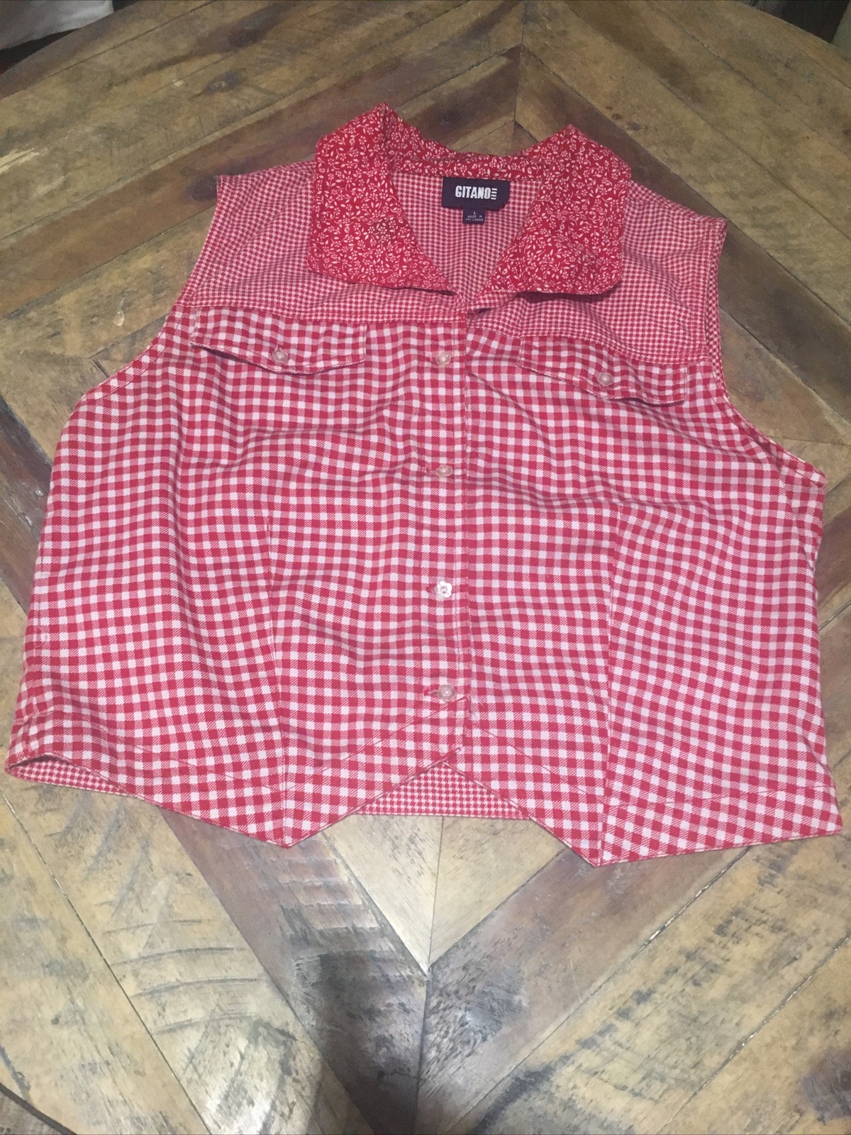 Vintage Gitano Gingham Button Down Top - image 2