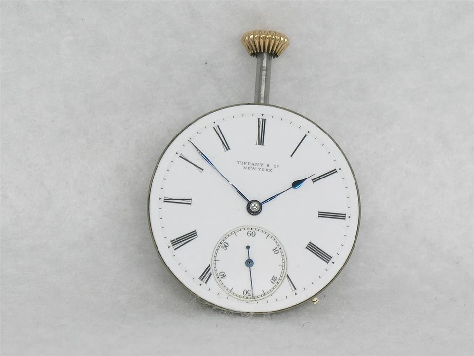 RARE 32MM TIFFANY PATEK PHILIPPE 18 JEWEL POCKET WATCH MOVEMENT & DIAL, RUNNING! - image 4 of 4