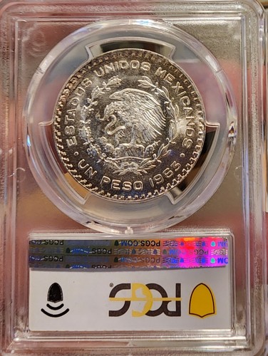 Mexico 1963-Mo Hidalgo Silver Peso Graded PCGS MS66 Nice White Coin - Picture 2 of 2