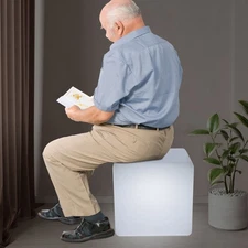 16-Color Changing Cube Light Pub Bar Stool Chair w/Remote Control RGB LED 16inch