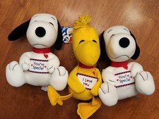 Peanuts 50th Anniversary 2 Snoopy  1 Woodstock Valentine's Day Plush with Tags