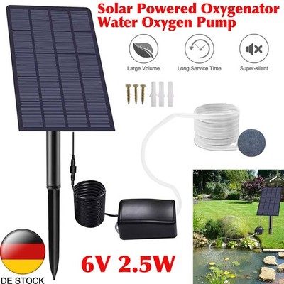 Solar Sauerstoffpumpe Teichbelüfter 2,5W Leise Luftpumpe Fischteich Aquarium Neu