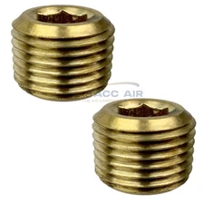 2 Pack 1/8" Brass Pipe Plug Countersunk Allen Hex Head Male NPT End Cap Fitting