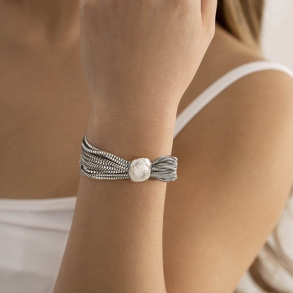 Halskette Mehrschichtig Geometrische Kugel Choker Dicke Ketten Schmuck Frauen-image