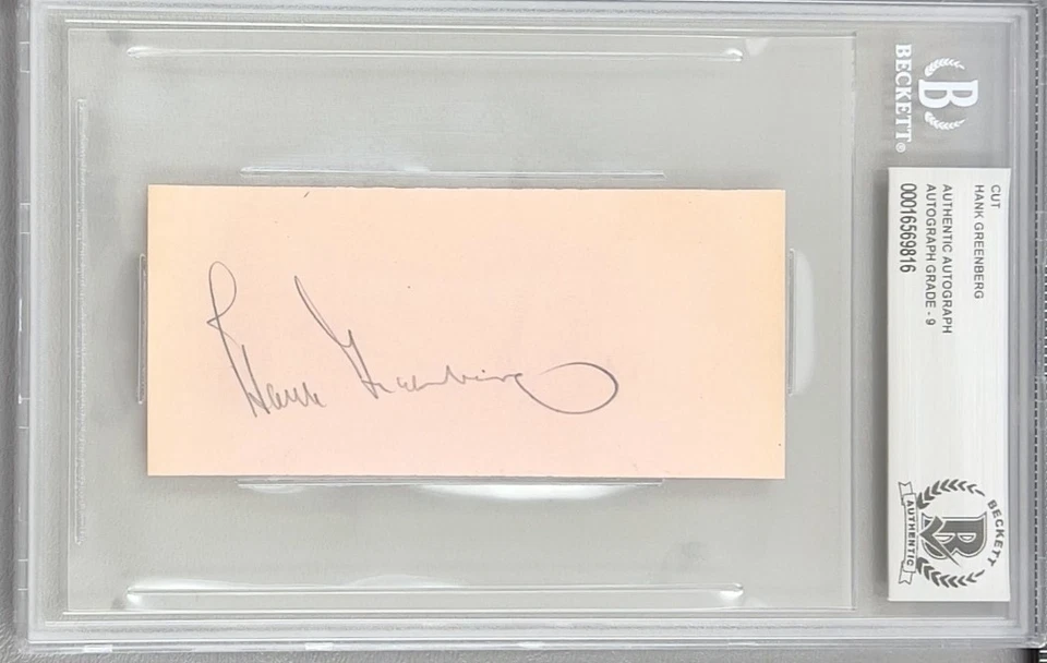 Hank Greenberg Firmado Autografiado Corte Firma Tigres BAS Losa 9816 9 Automático