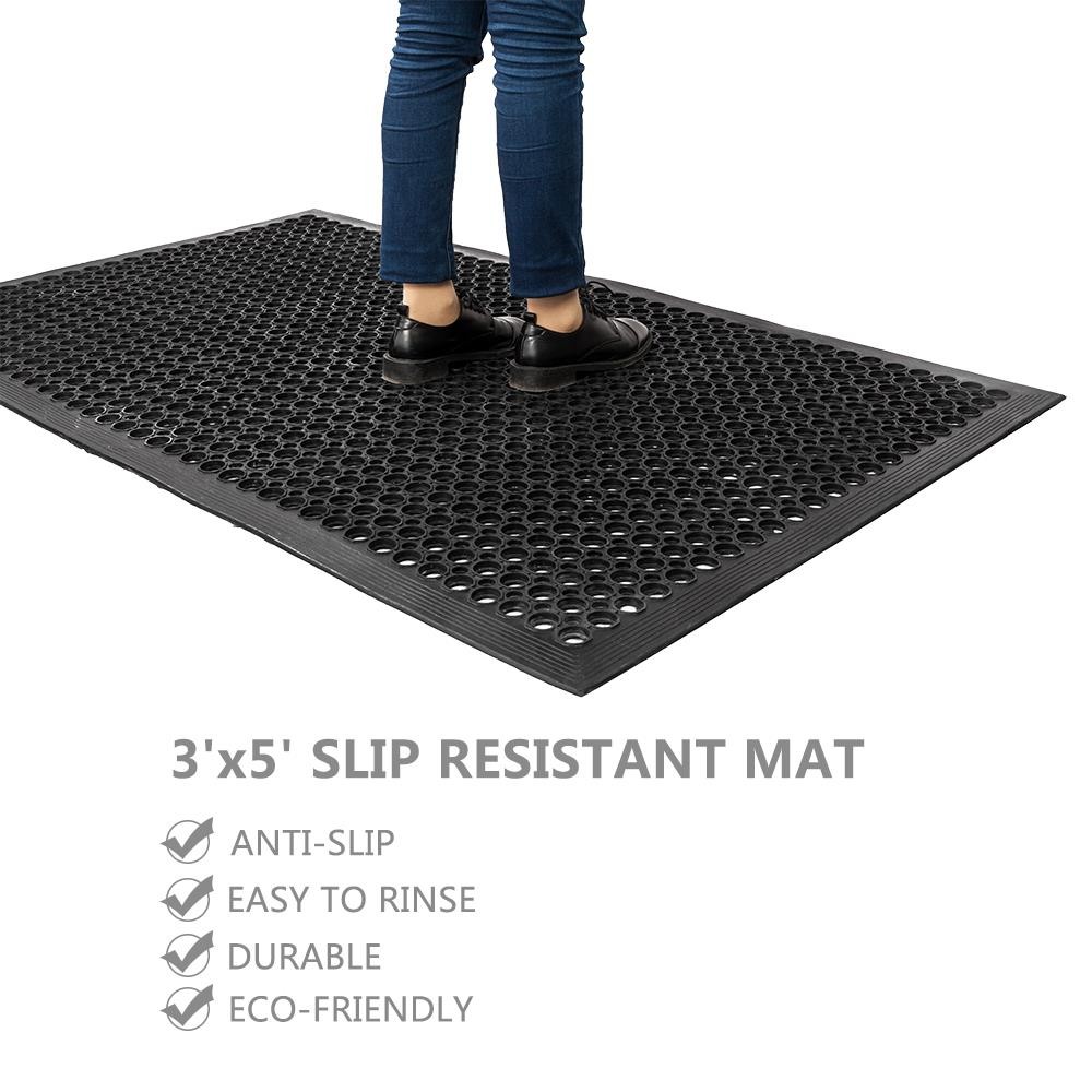 Heavy Duty Floor Mat Anti Fatigue Kitchen Bar Rubber Drainage Black 36" x 60"