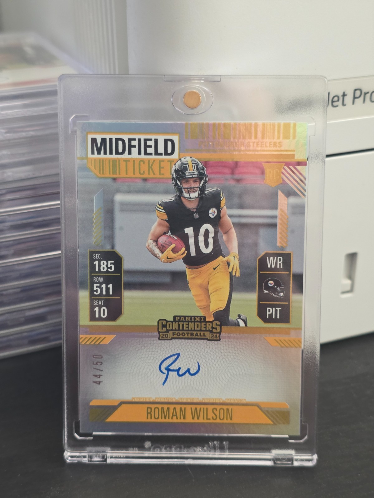 2024 Panini Contenders Roman Wilson Midfield Ticket Variation Auto RC 44/50
