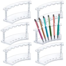 6 Pcs Pen Display Stand, 6 Slots Plastic Pen Holder, Clear Pen Display Rack f...