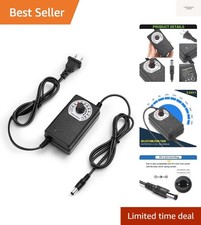 24W Speed Regulator for 12V Fans - AC to DC Power Adapter with Overload Safety