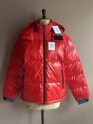 Topo Designs Big Puffer Jacke Herren Gr. L rot Entendaunen abnehmbare Kapuze