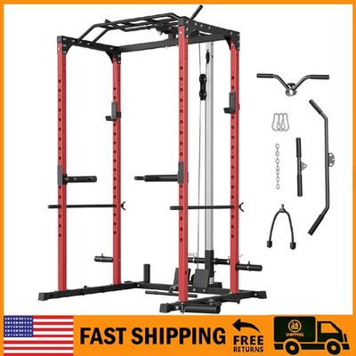 Power Cage, Multifunctional Power Rack with Pulley System ,J
