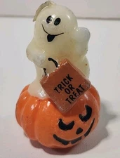Vintage Trick or Treat Halloween Pumpkin  Candle.