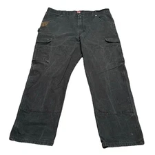 Wrangler Workwear Double Knee Cargo Pants Mens 42x30 Ripstop Black