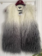River Island Grey/Cream Ombré Faux Fur Waistcoat Size 12