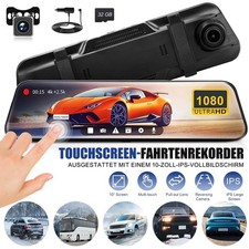 Spiegel Dashcam HD 1080P Rückfahrkamera 10'' IPS Touchscreen Autokamera mit GPS