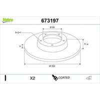 1X Bremsscheibe Valeo 673197 Passend FüR Hyundai KIA Hyundai (Beijing) Inokom