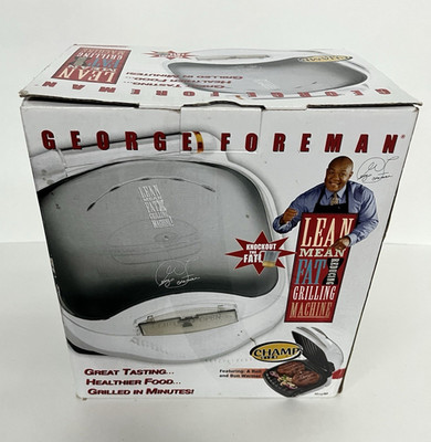 George Foreman Champ Size Non-Stick Grill w/ Roll & Bun Warmer 1100W GR144W