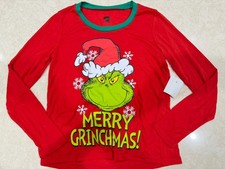 New Ladies Pajama Lounge Shirt Christmas Grinch Grinchmas Dr. Suess Small