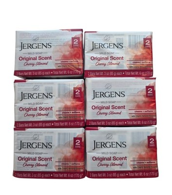 Jergens Mild Bar Soap Cherry Almond Original Scent, 12 Bars (2 Bars Each  Pack) 