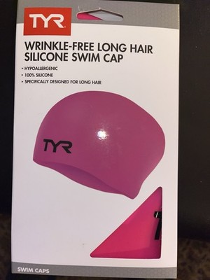 TYR Wrinkle-Free Long Hair Silicone swim Cap For Long Hair Pink