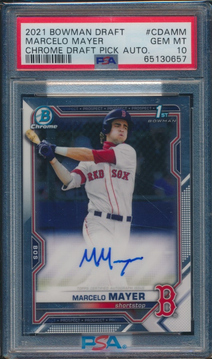 PSA 10 MARCELO MAYER AUTO 1st 2021 Bowman Chrome Draft Red Sox RC