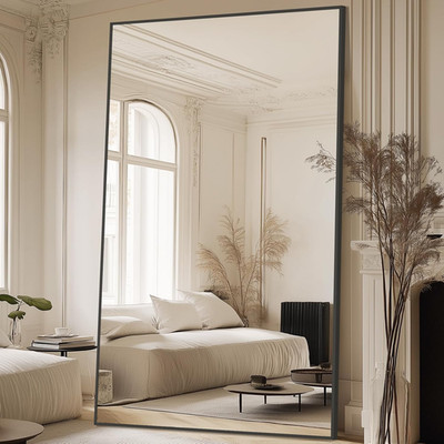 Stylish 44''x72'' Black Freestanding Floor Mirror for Bedroom & Gym