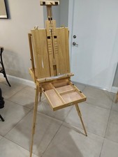 Vintage French Full Size Portable Field Artist Easel Folding Wood Tripod Read