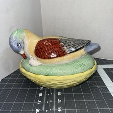 Antique Nesting Duck & Gosling Game Tureen Old Staffordshire  England