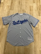 Los Angeles Dodgers Men’s Large Jersey Majestic Cool Base Gray MLB Button Front