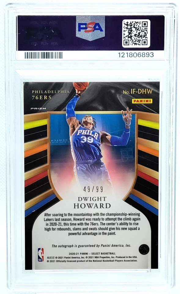 /99 Dwight Howard AUTO PSA 8.5 2020-21 Select FLIGHT Autograph Prizm HOF Green - Image 4 of 4