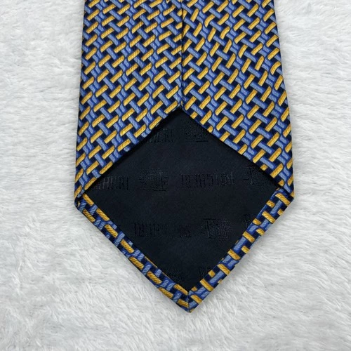 Bolgheri Blue Yellow Geometric Men’s Tie 3.75x58” Silk Made In Italy image 8