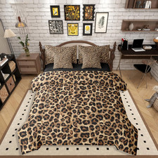 Leopard 7 Pieces Bedding Set Twin Size,African Cheetah Print Bed in a Bag,Wild A