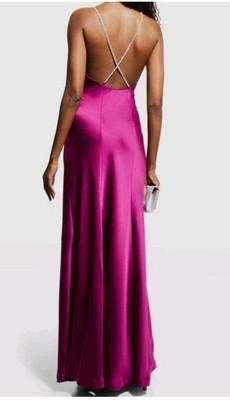 $645 Ramy Brook Women's Purple Satin Macau Dress  Gown Size 10 NWT W/flaws