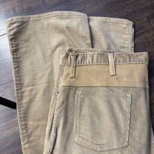 Vintage 70s Wrangler Mens XL 40 x 31 Beige Corduroy Flare Bell Bottom Western
