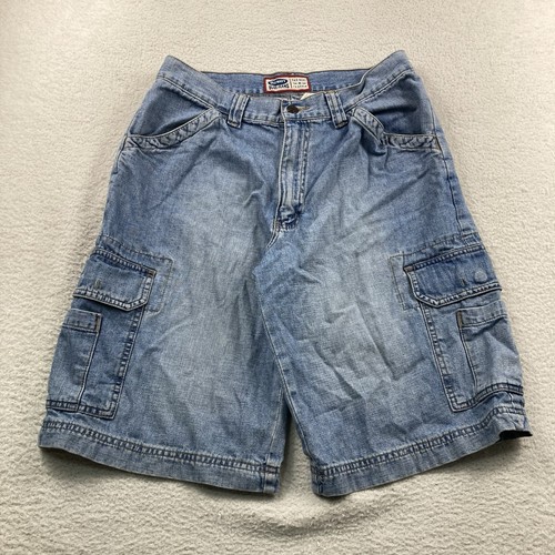 Vintage Old Navy Denim Cargo Jorts Shorts Mens 30 Light Blue Faded Baggy Y2K - Picture 2 of 10