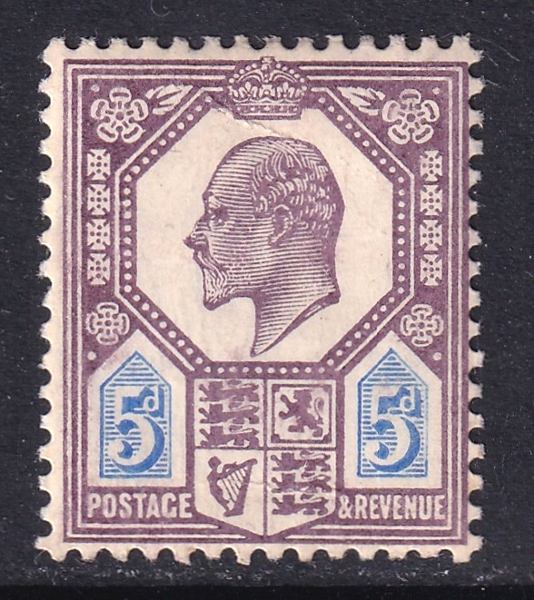 GB fine LMM KEVII 1905 De La Rue chalk surfaced 5d value