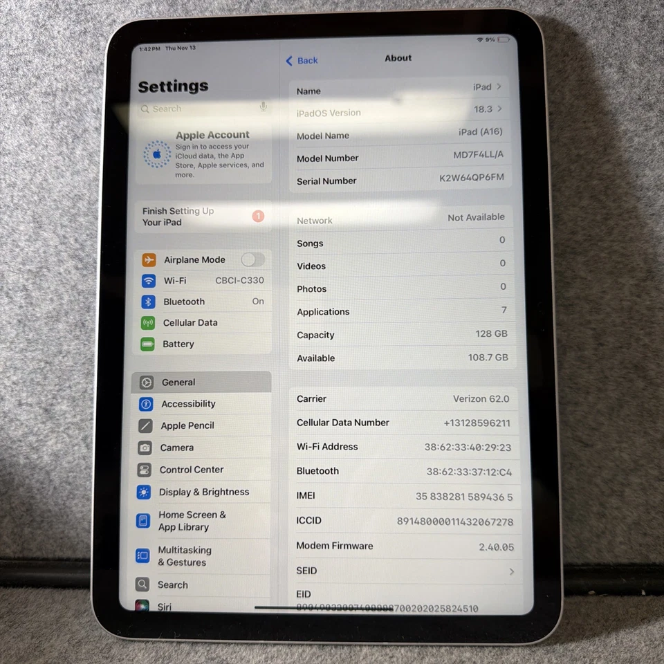 Desbloqueado WiFi + 5G Apple iPad 11" (A16) 128GB Plateado - (MD7F4LL/A) Foto 2 de 4