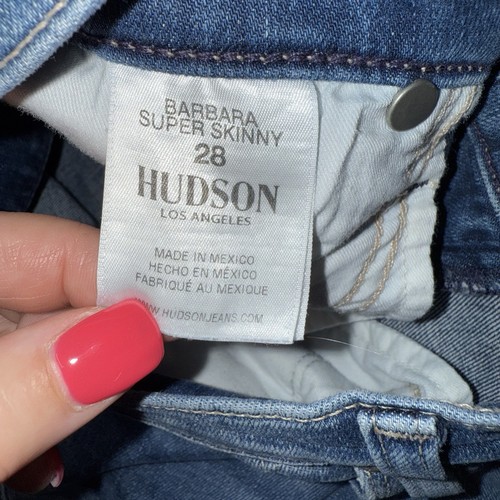 Hudson Blue Distressed Denim Barbara Skinny Jeans Size 28 - Picture 6 of 10
