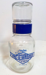 Vintage Cold Suds soap Vac U Washer Silk Nylons lingerie Glass Jar hand wash