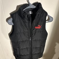 PUMA Boys Black Puffer Vest Size M Full Zip Insulated Pockets