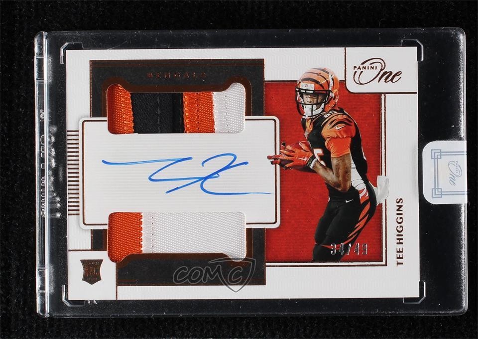 2020 Panini One Bronze 34/49 Tee Higgins #40 RPA Rookie Dual Patch Auto RC ow1