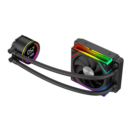 CiT Pro Glacier 120mm AIO Cooler, Black, 1x 120mm ARGB Fans, LCD Temp Display