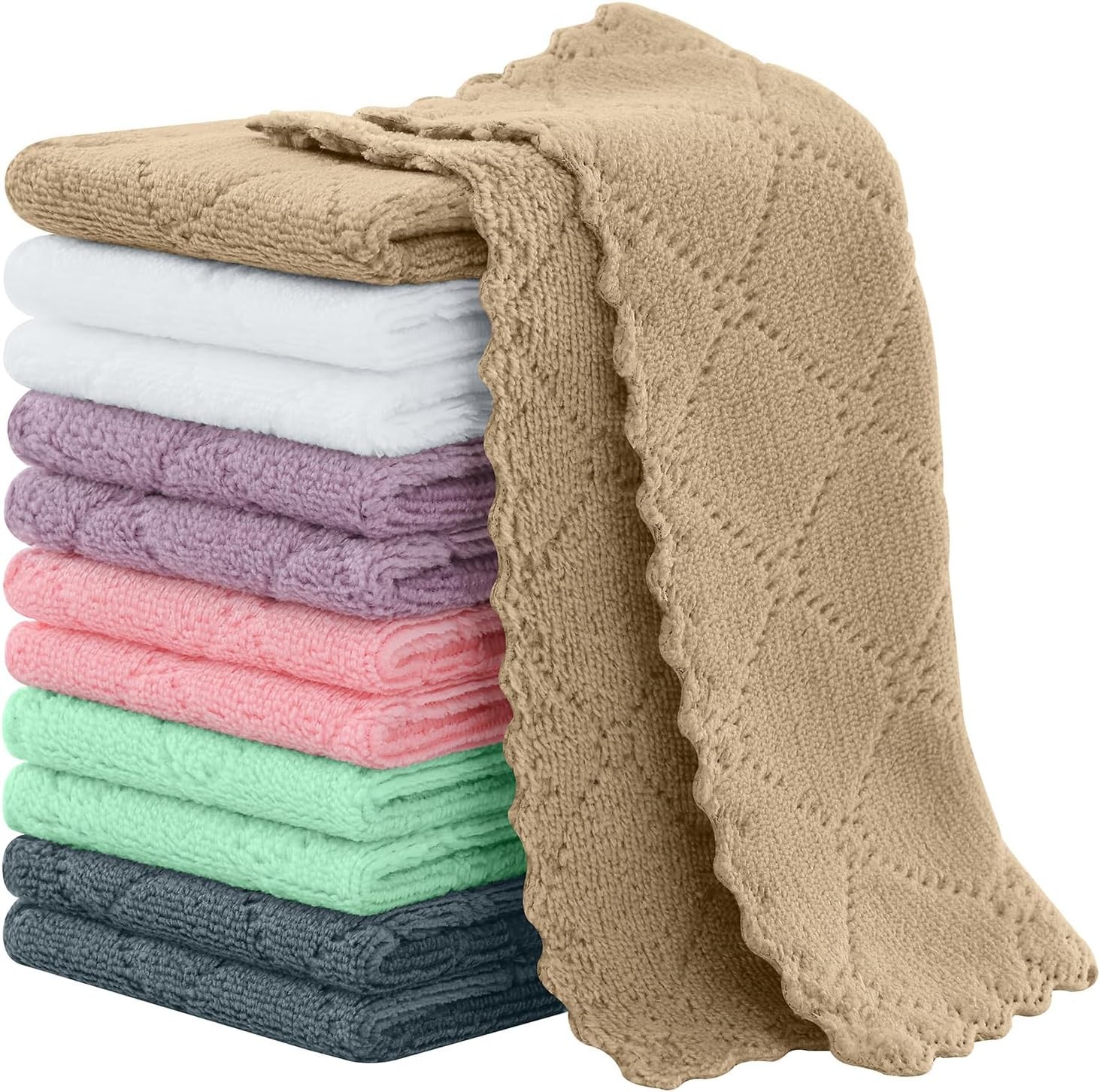12 Pack Kitchen Cloths Dish Towels (7" x 9", Mixed Color), Super Soft and