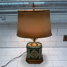 Tea Tin Lamp Vintage Mid-century Tea Caddy Light w/ Shade Chinoiserie