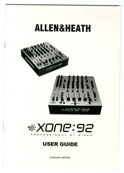 ALLEN & HEATH - XONE 92 - USER GUIDE  ( ORIGINAL BOOK )