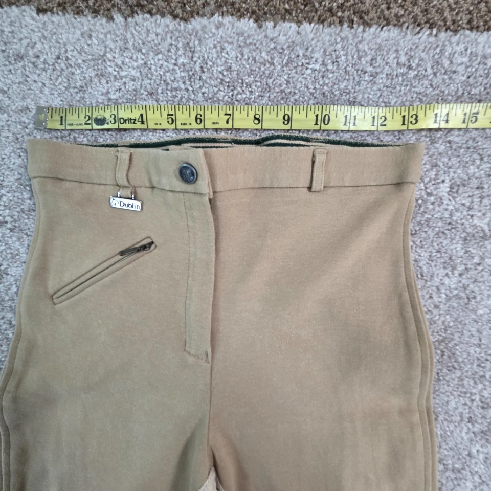 Pantalones de equitación Dublin pantalones talla 28 regular caqui capris recortados marrón BONITOS Foto 3 de 4